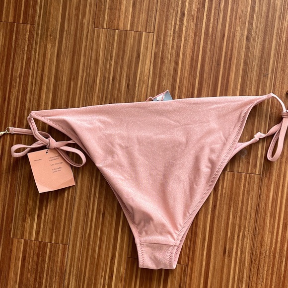 NWT Shade & Shore Blush Pink Tie-Side Bikini Bottoms - Picture 2 of 4